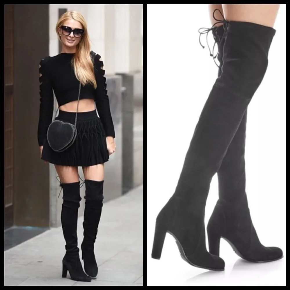 💕STUART WEITZMAN💕 Highland Suede Over-the-Knee Boots ~ Black 7.5